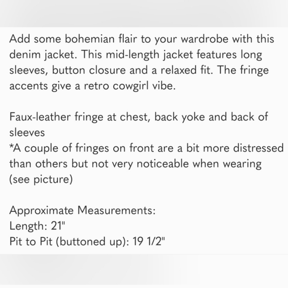 NWT VIGOSS Denim Faux Leather Fringe Jacket Size Large - Picture 8 of 8